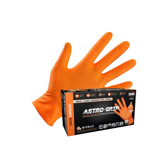 SAS Astro-Grip Latex Gloves XL - 7 mil Thickness, Powder-Free, Per box