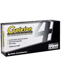 Galeton 11204 Black Nitrile Disposable Gloves, 4Mil, Powder Free, 100/box, Large